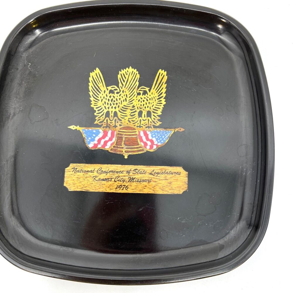 Vintage Couroc Liberty Tray Plate Double Eagle Flag Bell 1976